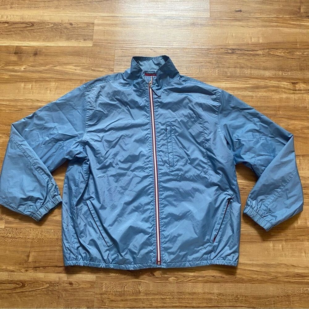 VTG Y2K Old Navy Men’s L Blue Gray Full Zip Windbreaker Rain Jacket Track Retro